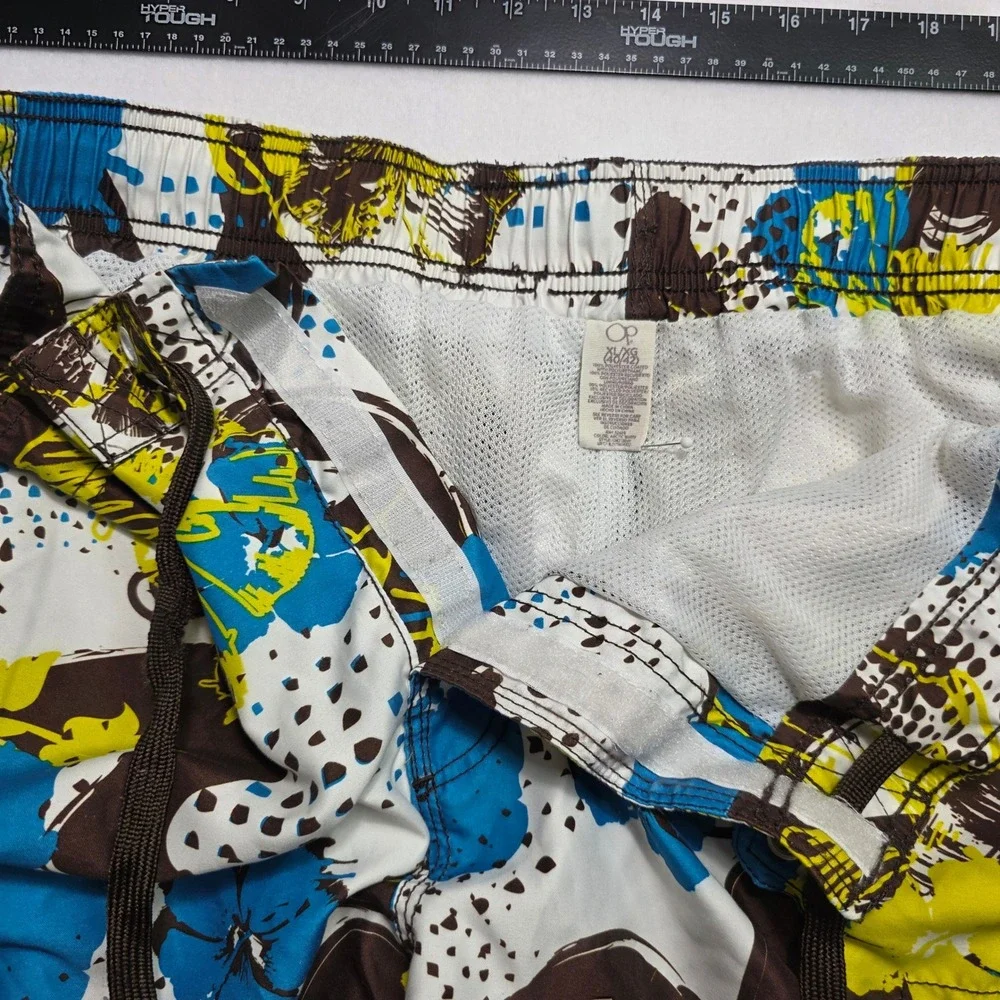 Ocean Pacific Mens XL Tropical Floral Board Shorts Blue Brown Swim Trunks OP